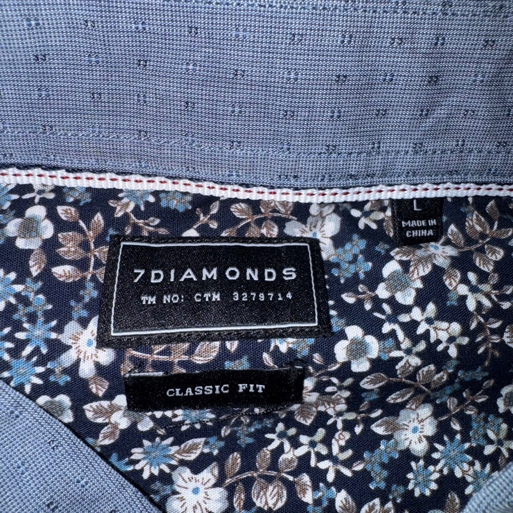 Men's 7Diamonds Groove City Button front Shirt L, Blue Floral - Picture 3 of 11